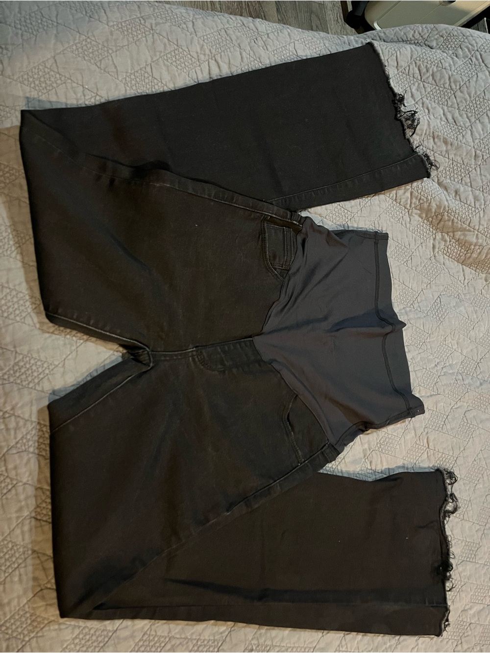 Pinkblush Black Bootcut Maternity Jeans with Frayed Hem